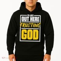 Leopard Daisy I'm Just Out Here Trusting God Christian Gift Hoodie thumb 2