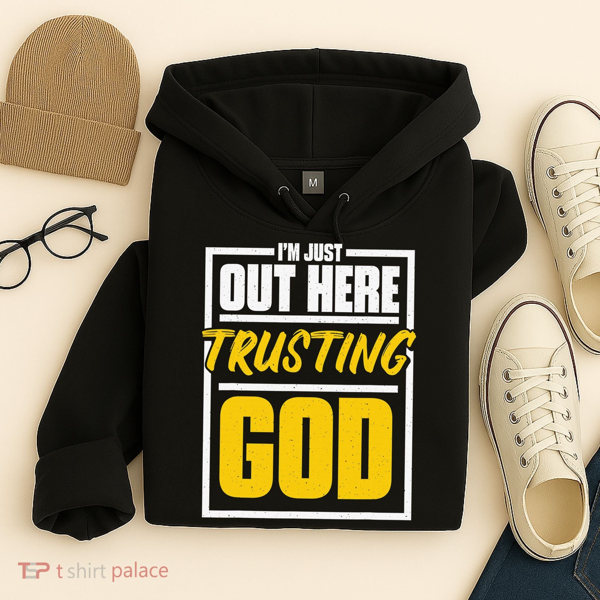 Leopard Daisy I'm Just Out Here Trusting God Christian Gift Hoodie