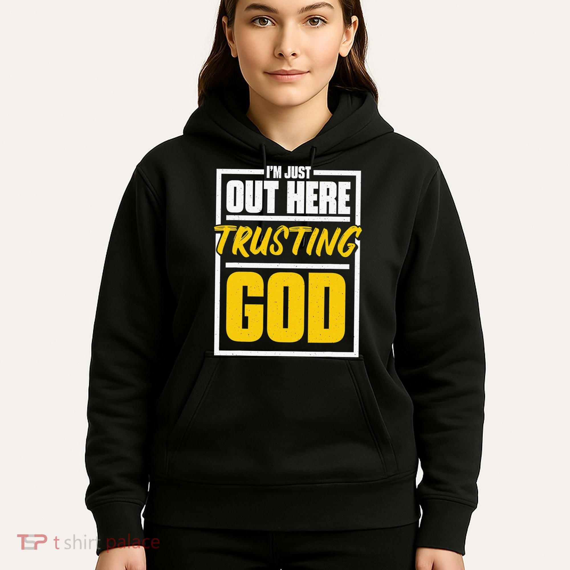 Leopard Daisy I'm Just Out Here Trusting God Christian Gift Hoodie