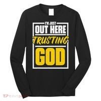 Leopard Daisy I'm Just Out Here Trusting God Christian Gift Long Sleeve Shirt thumb 0