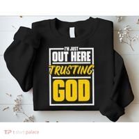 Leopard Daisy I'm Just Out Here Trusting God Christian Gift Sweatshirt thumb 2