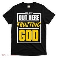 Leopard Daisy I'm Just Out Here Trusting God Christian Gift T-Shirt thumb 0