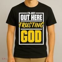 Leopard Daisy I'm Just Out Here Trusting God Christian Gift T-Shirt thumb 3