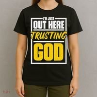 Leopard Daisy I'm Just Out Here Trusting God Christian Gift T-Shirt thumb 4