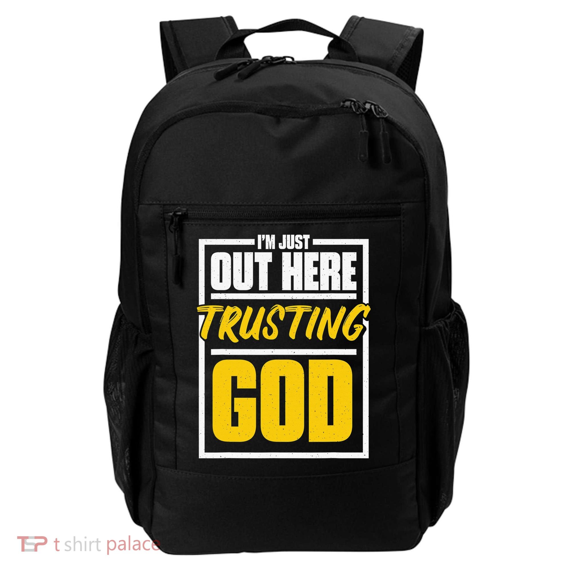 Leopard Daisy I'm Just Out Here Trusting God Christian Gift Backpack