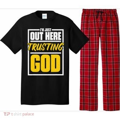 Leopard Daisy I'm Just Out Here Trusting God Christian Gift Pajama Set