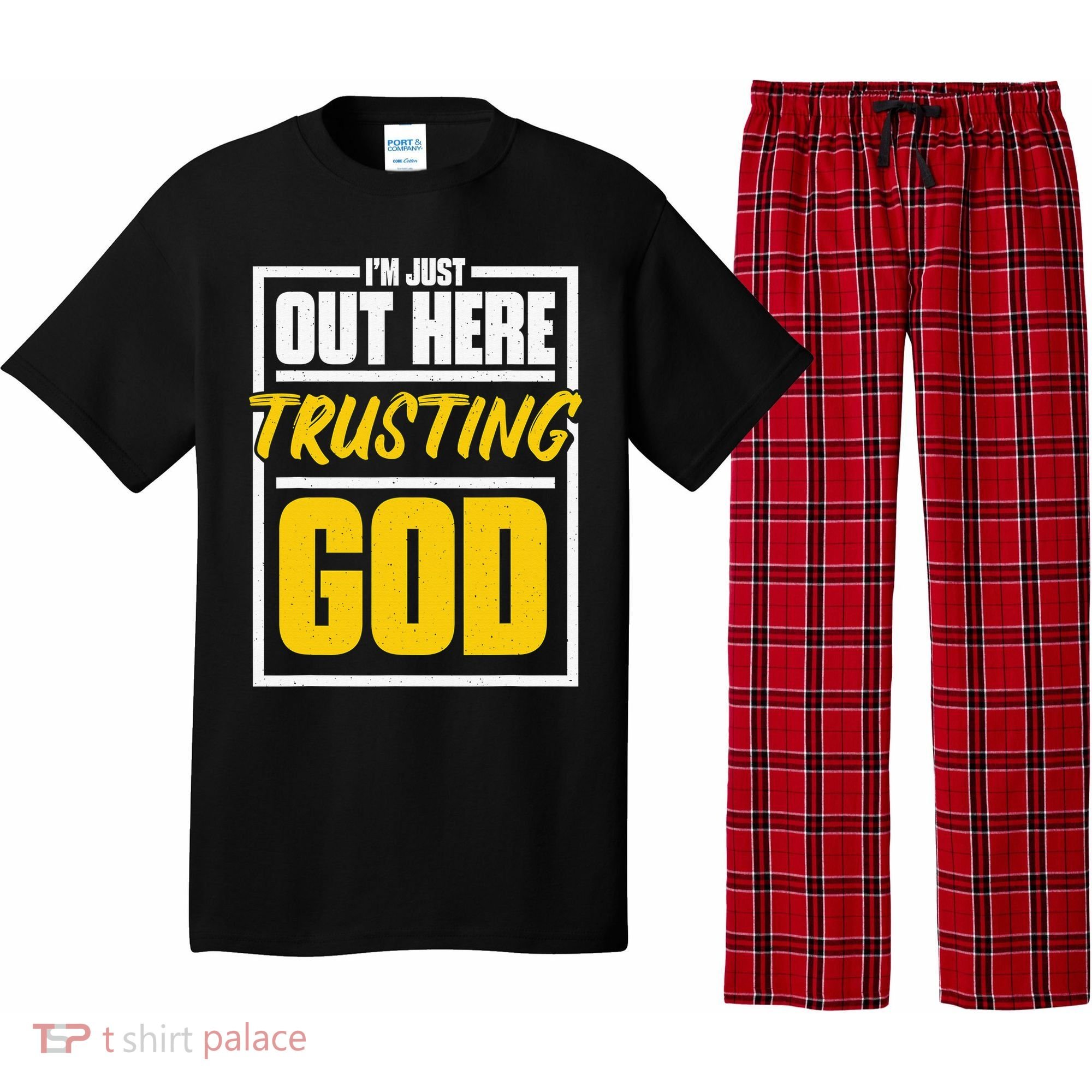 Leopard Daisy I'm Just Out Here Trusting God Christian Gift Pajama Set