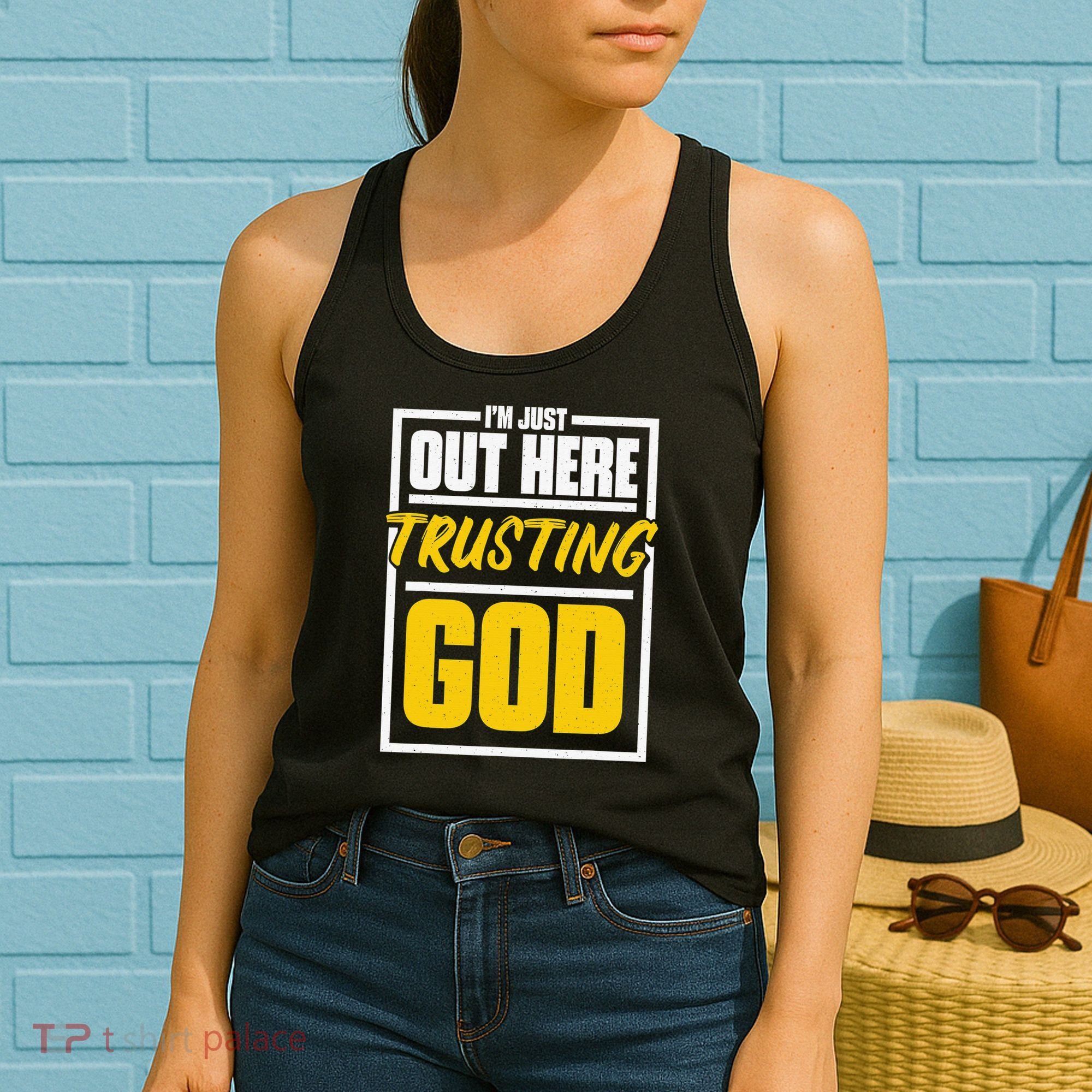 Leopard Daisy I'm Just Out Here Trusting God Christian Gift Women's Tank Top