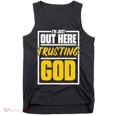 Leopard Daisy I'm Just Out Here Trusting God Christian Gift Tank Top