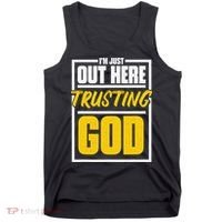 Leopard Daisy I'm Just Out Here Trusting God Christian Gift Tank Top thumb 0