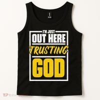 Leopard Daisy I'm Just Out Here Trusting God Christian Gift Tank Top thumb 2