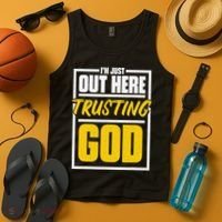Leopard Daisy I'm Just Out Here Trusting God Christian Gift Tank Top thumb 4