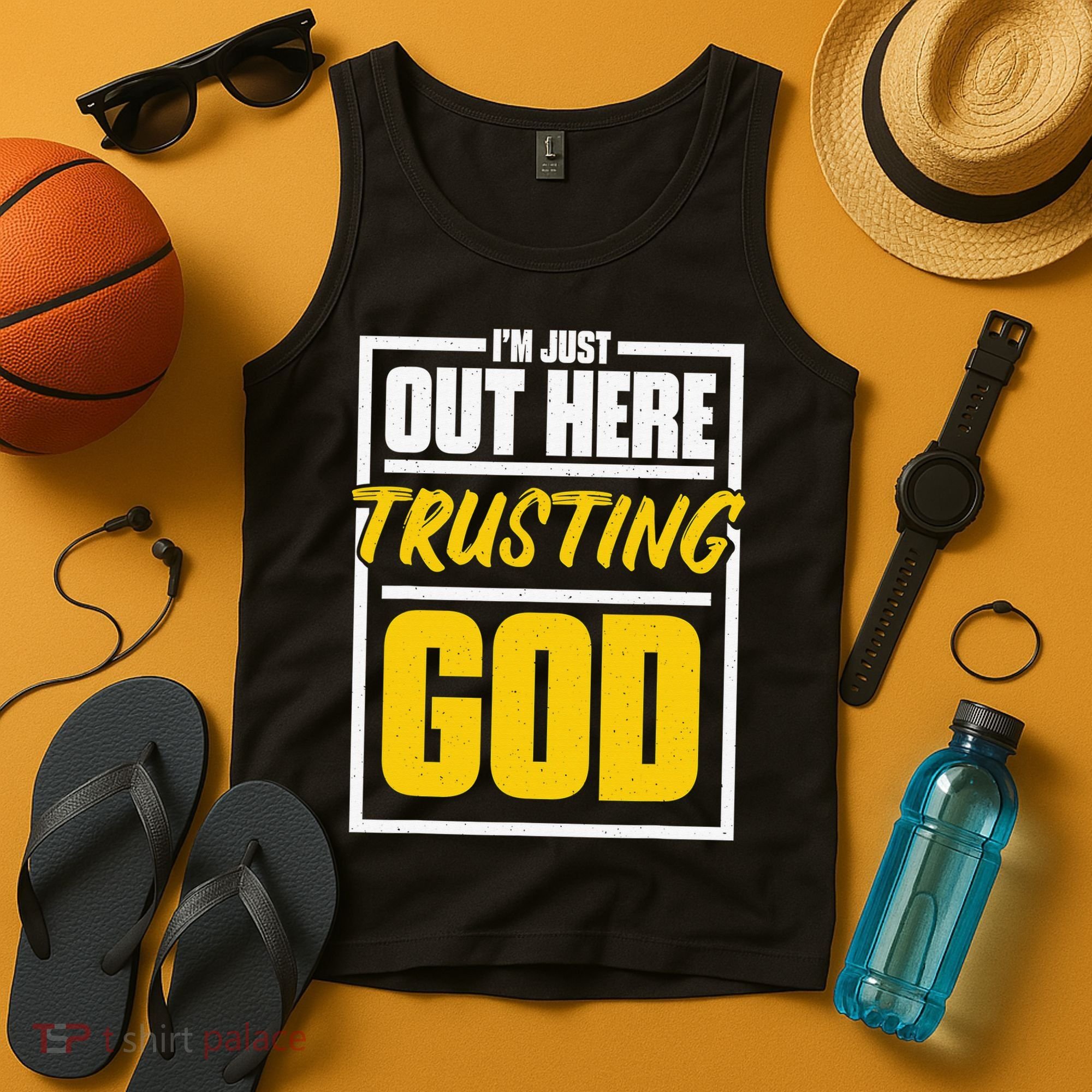 Leopard Daisy I'm Just Out Here Trusting God Christian Gift Tank Top