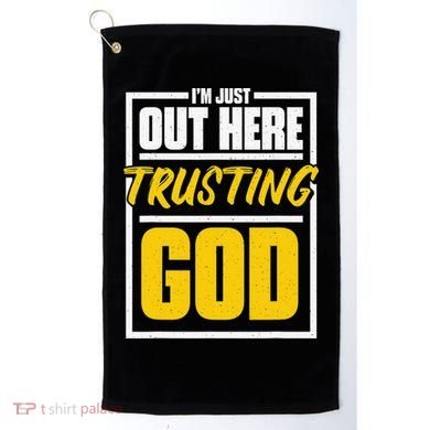 Leopard Daisy I'm Just Out Here Trusting God Christian Gift Golf Towel