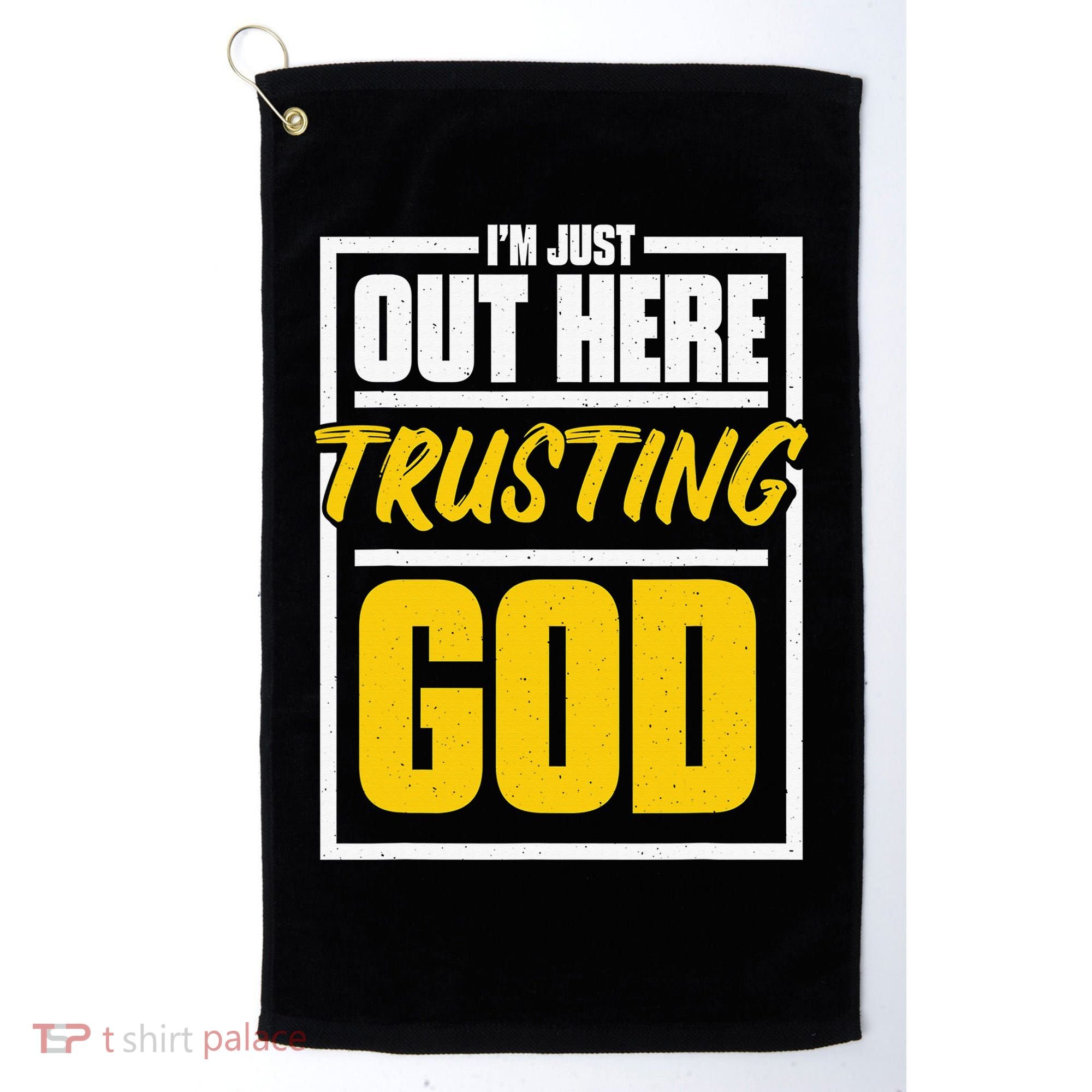 Leopard Daisy I'm Just Out Here Trusting God Christian Gift Golf Towel