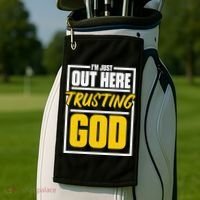 Leopard Daisy I'm Just Out Here Trusting God Christian Gift Golf Towel thumb 2