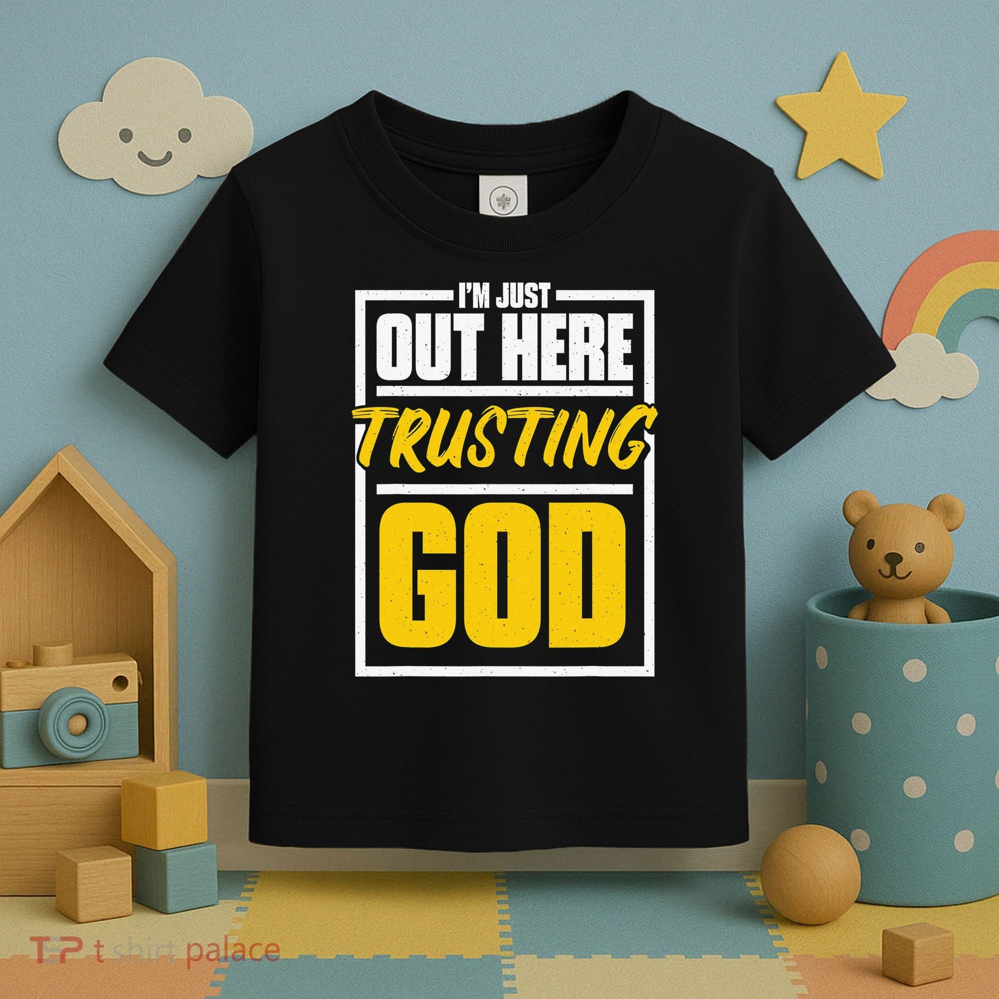 Leopard Daisy I'm Just Out Here Trusting God Christian Gift Toddler T-Shirt