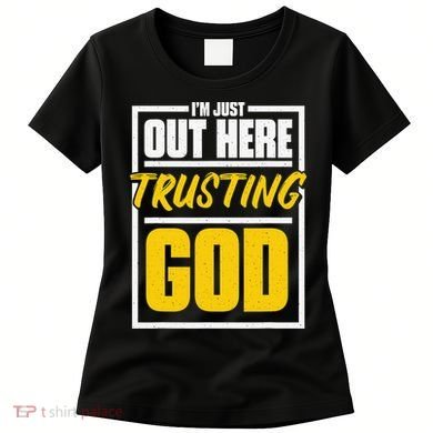 Leopard Daisy I'm Just Out Here Trusting God Christian Gift Women's T-Shirt