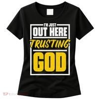 Leopard Daisy I'm Just Out Here Trusting God Christian Gift Women's T-Shirt thumb 0