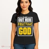 Leopard Daisy I'm Just Out Here Trusting God Christian Gift Women's T-Shirt thumb 4
