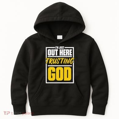 Leopard Daisy I'm Just Out Here Trusting God Christian Gift Kids Hoodie