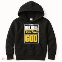 Leopard Daisy I'm Just Out Here Trusting God Christian Gift Kids Hoodie thumb 0