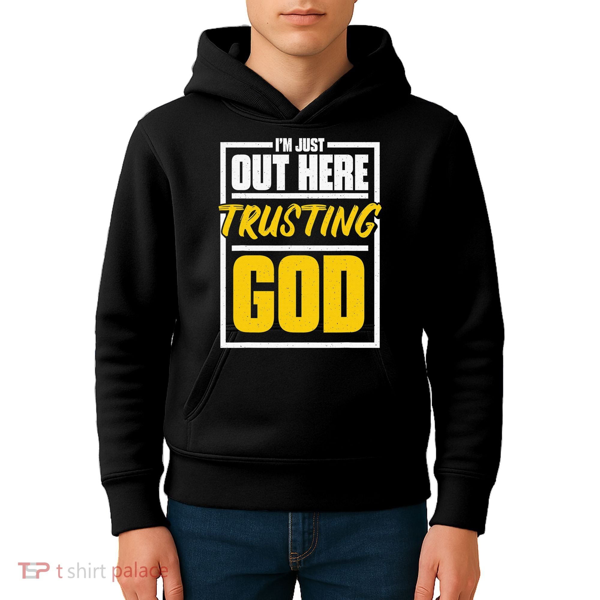 Leopard Daisy I'm Just Out Here Trusting God Christian Gift Kids Hoodie