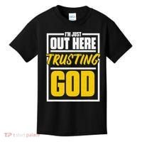 Leopard Daisy I'm Just Out Here Trusting God Christian Gift Kids T-Shirt thumb 0