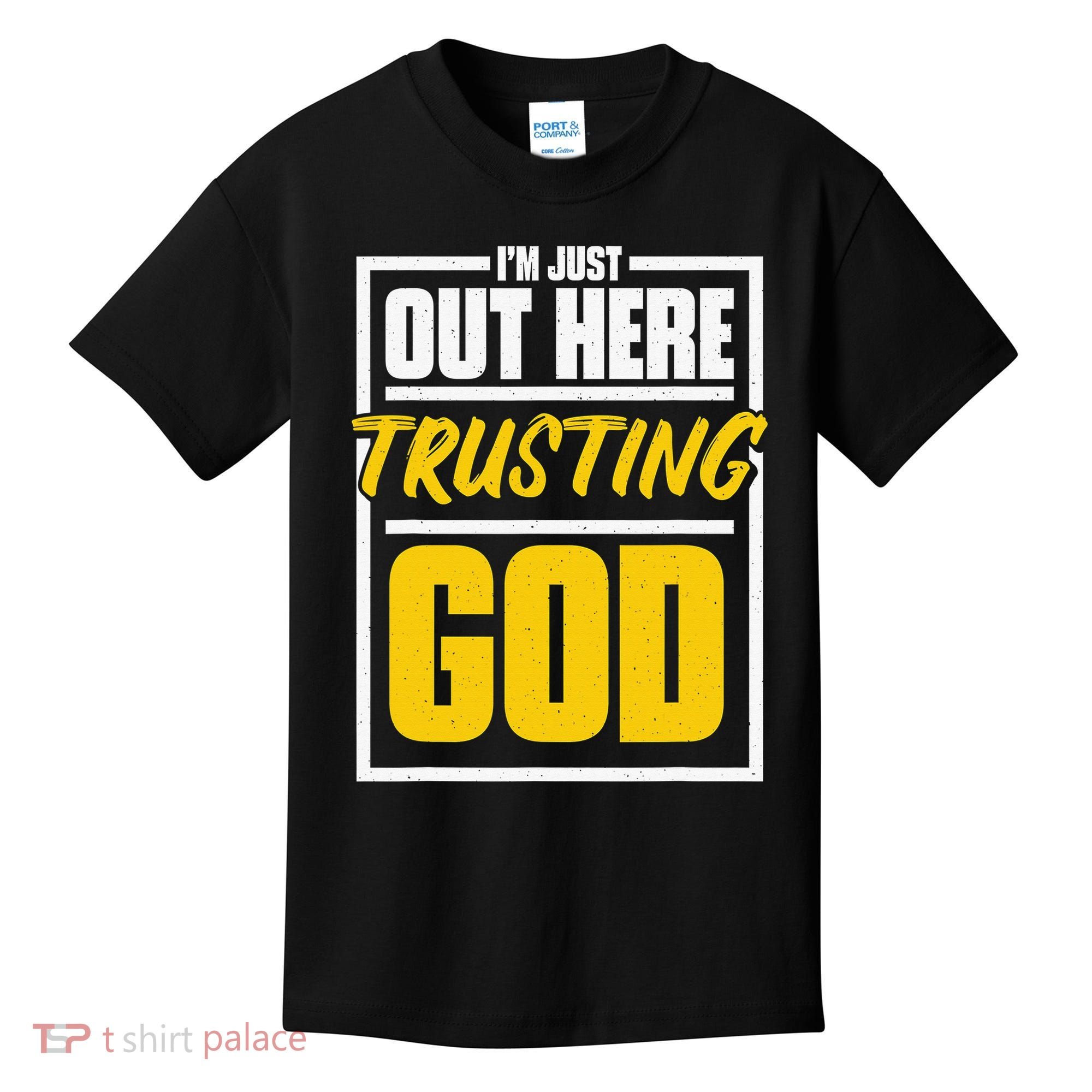 Leopard Daisy I'm Just Out Here Trusting God Christian Gift Kids T-Shirt