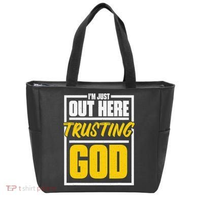 Leopard Daisy I'm Just Out Here Trusting God Christian Gift Tote Bag