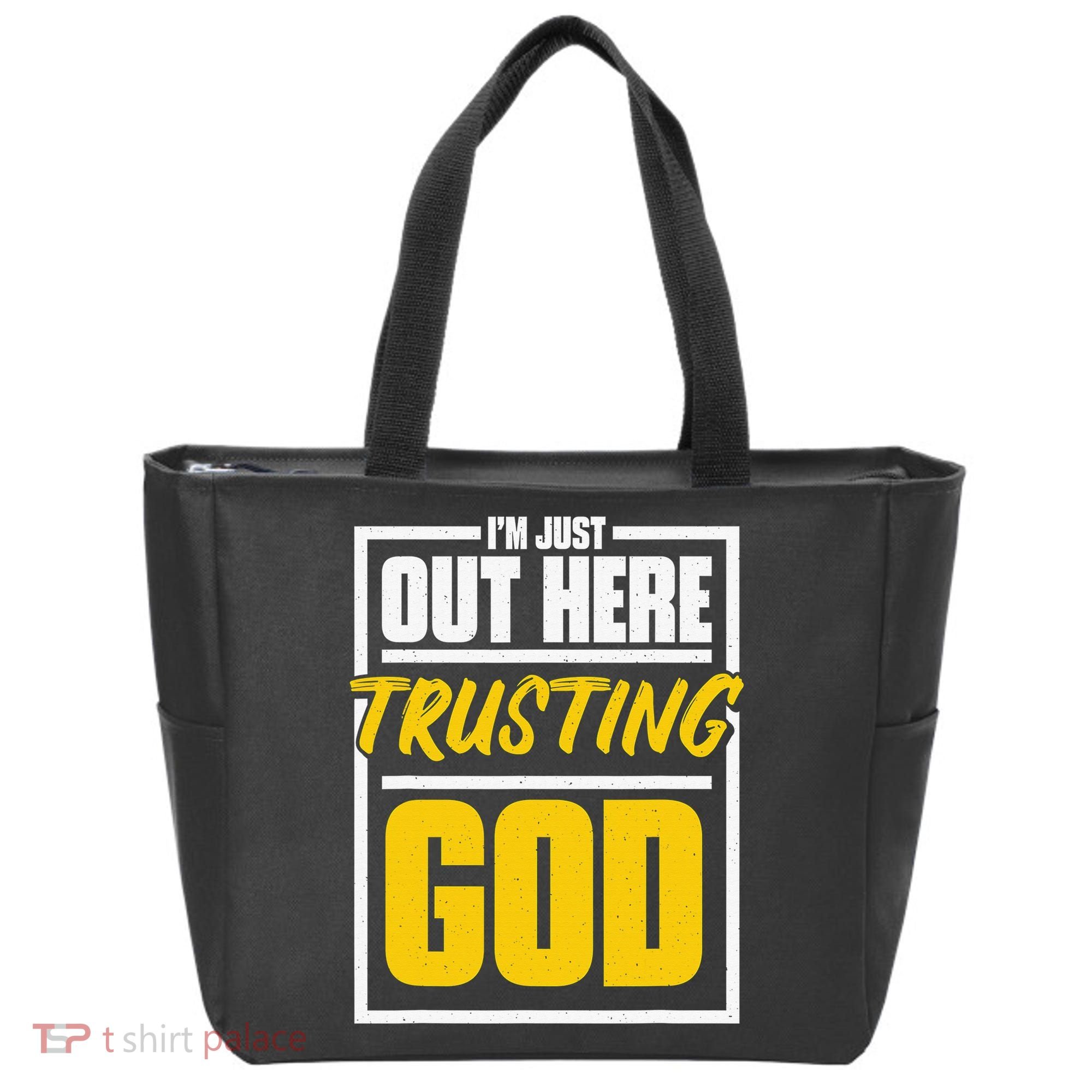Leopard Daisy I'm Just Out Here Trusting God Christian Gift Tote Bag