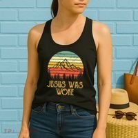 Liberal Democrat Jesus Was Woke Christian Women's Tank Top thumb 2