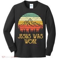 Liberal Democrat Jesus Was Woke Christian Kids Long Sleeve Shirt thumb 0