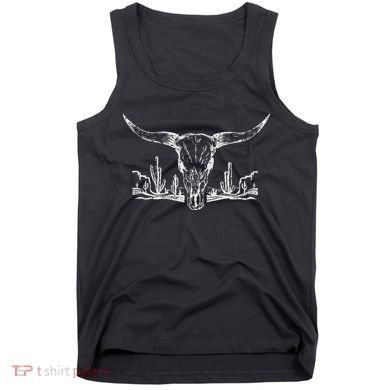 Longhorn Desert Life Cactus Cow Skull Tank Top