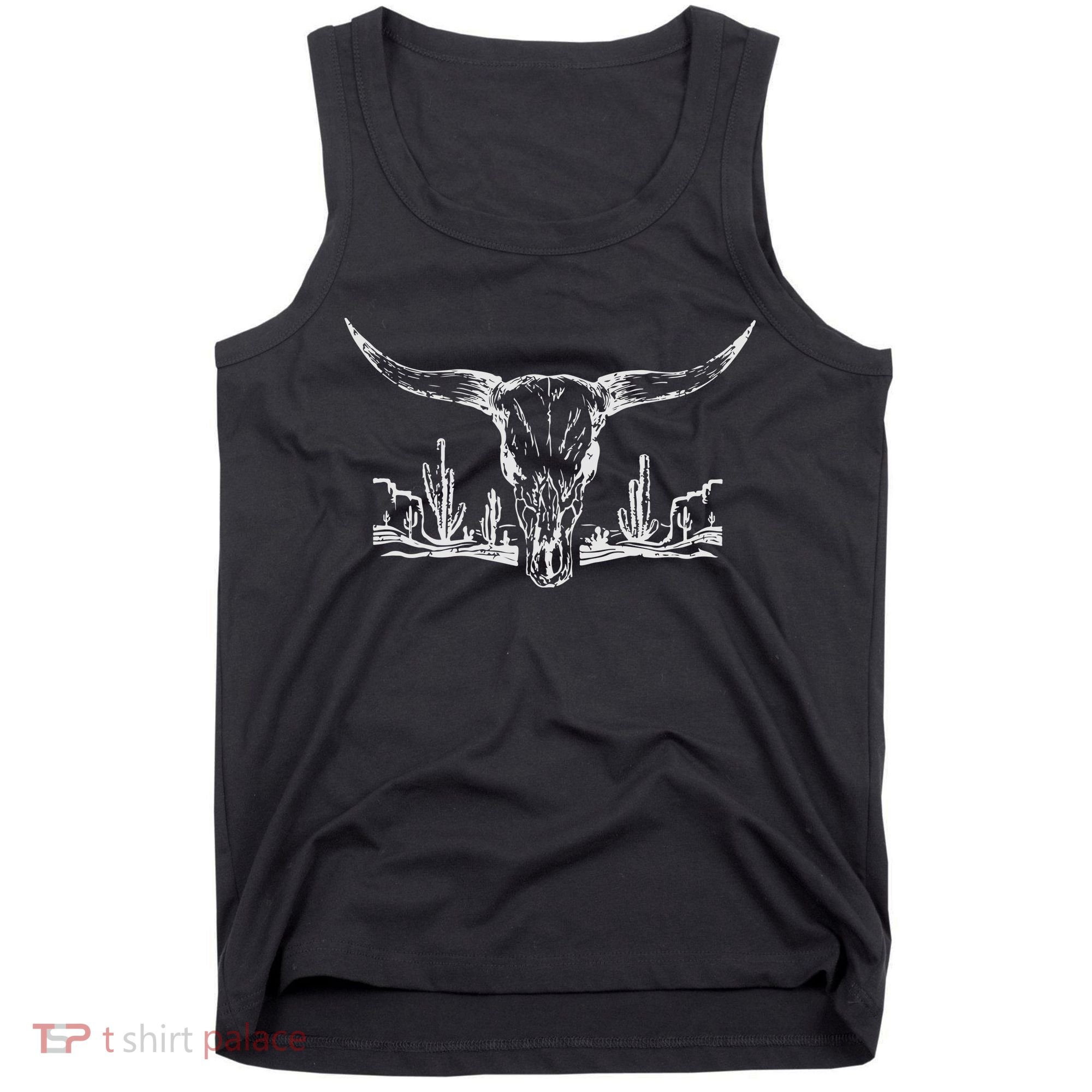 Longhorn Desert Life Cactus Cow Skull Tank Top