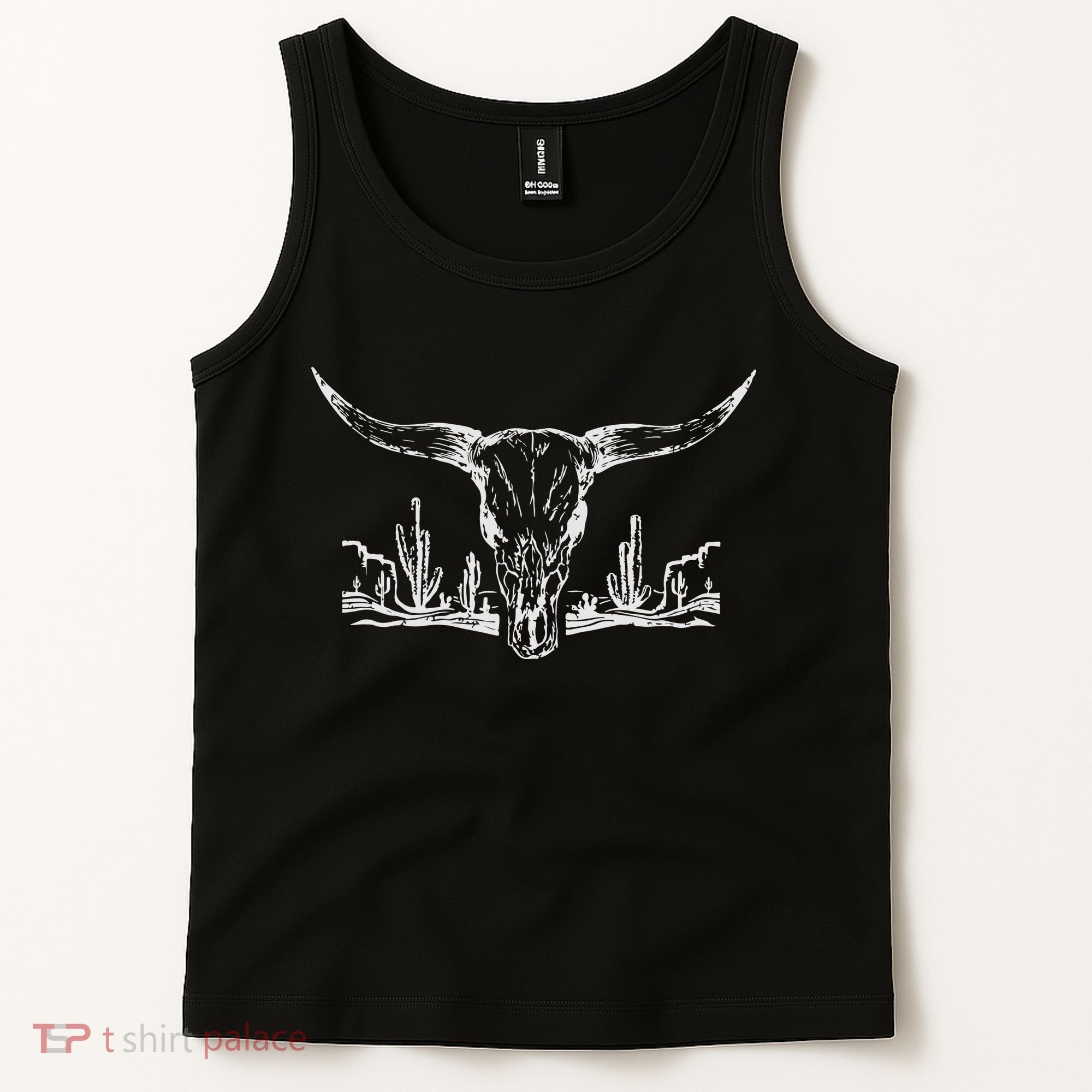 Longhorn Desert Life Cactus Cow Skull Tank Top