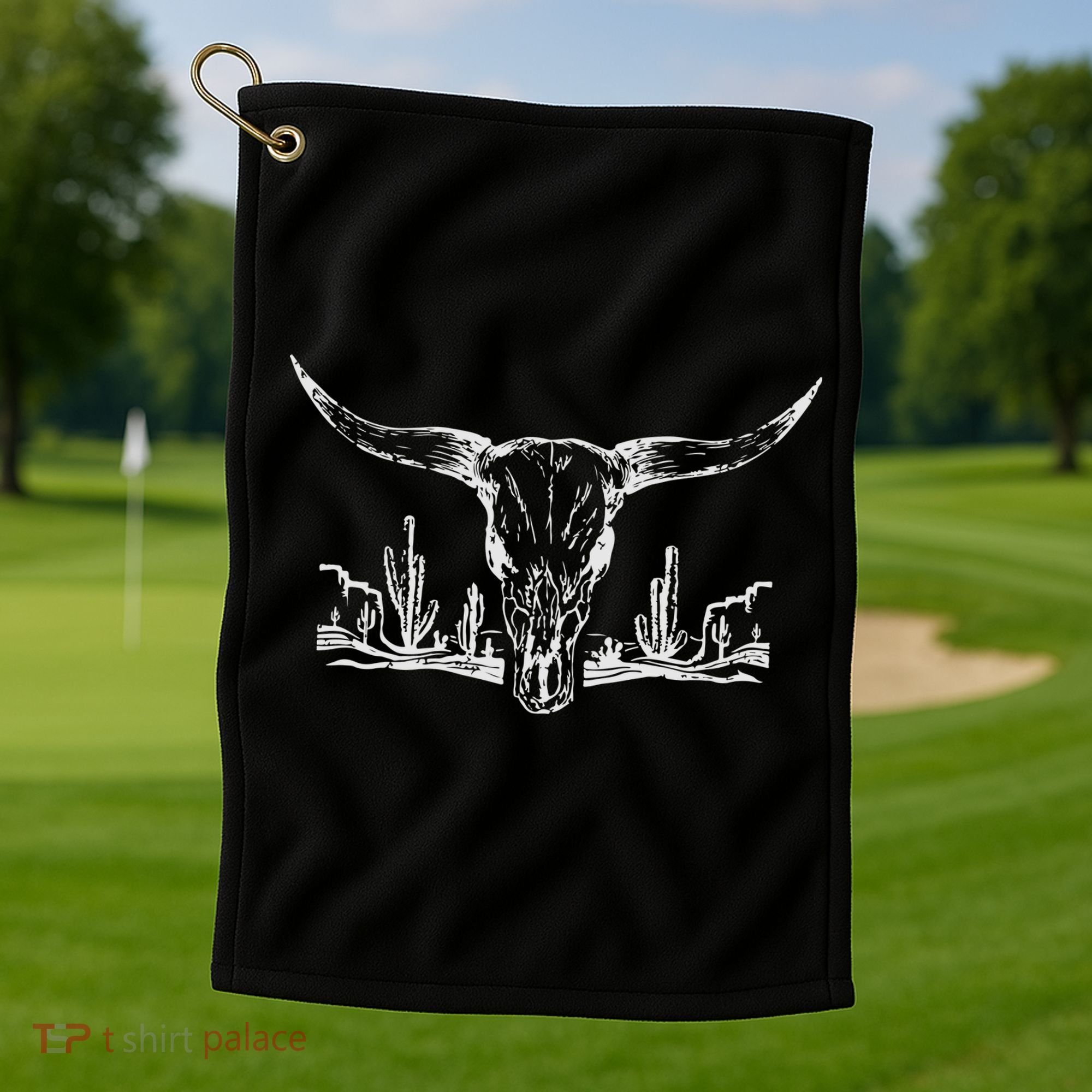 Longhorn Desert Life Cactus Cow Skull Golf Towel