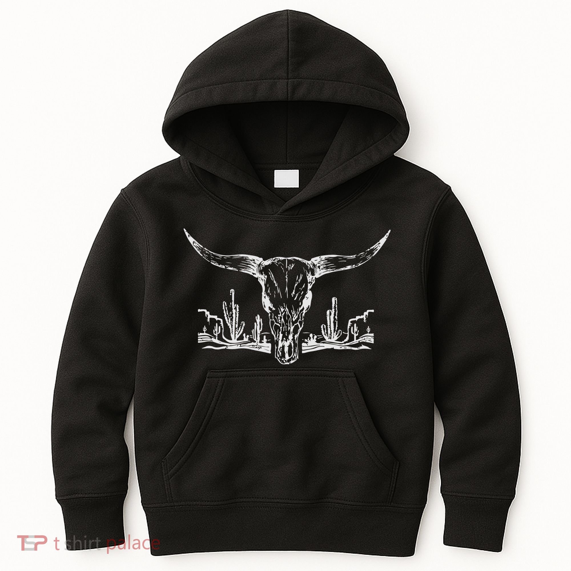Longhorn Desert Life Cactus Cow Skull Kids Hoodie