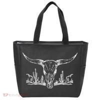 Longhorn Desert Life Cactus Cow Skull Tote Bag thumb 0