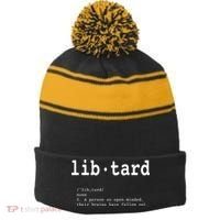 Libtard Definition Stripe Pom Pom Beanie thumb 0