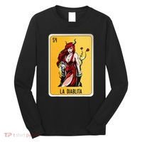 La Diablita Mexican Slang Chicano Bingo Cards Long Sleeve Shirt thumb 0