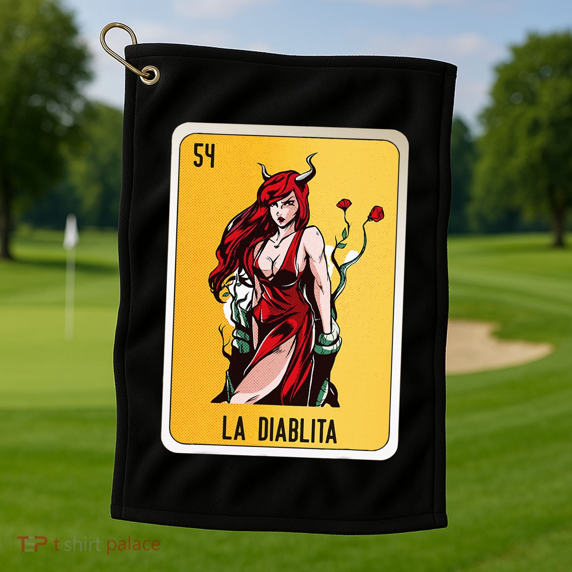 La Diablita Mexican Slang Chicano Bingo Cards Golf Towel
