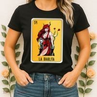 La Diablita Mexican Slang Chicano Bingo Cards Women's T-Shirt thumb 2