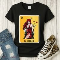 La Diablita Mexican Slang Chicano Bingo Cards Women's T-Shirt thumb 3