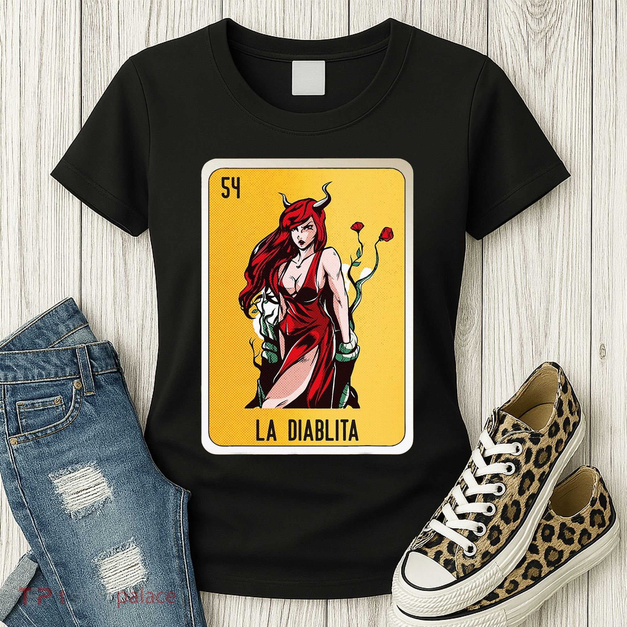 La Diablita Mexican Slang Chicano Bingo Cards Women's T-Shirt