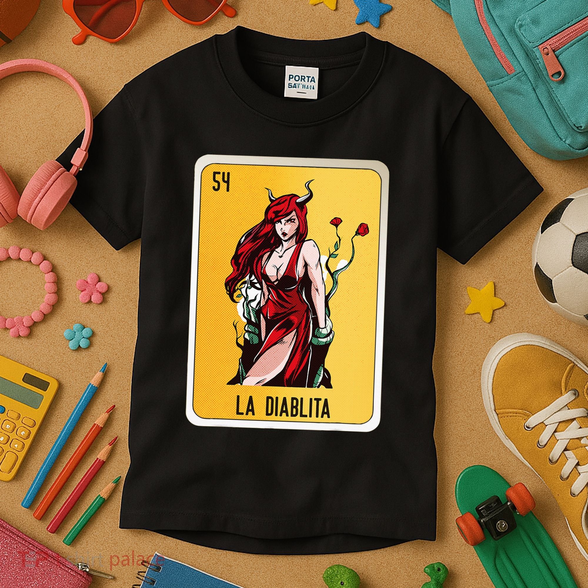La Diablita Mexican Slang Chicano Bingo Cards Kids T-Shirt