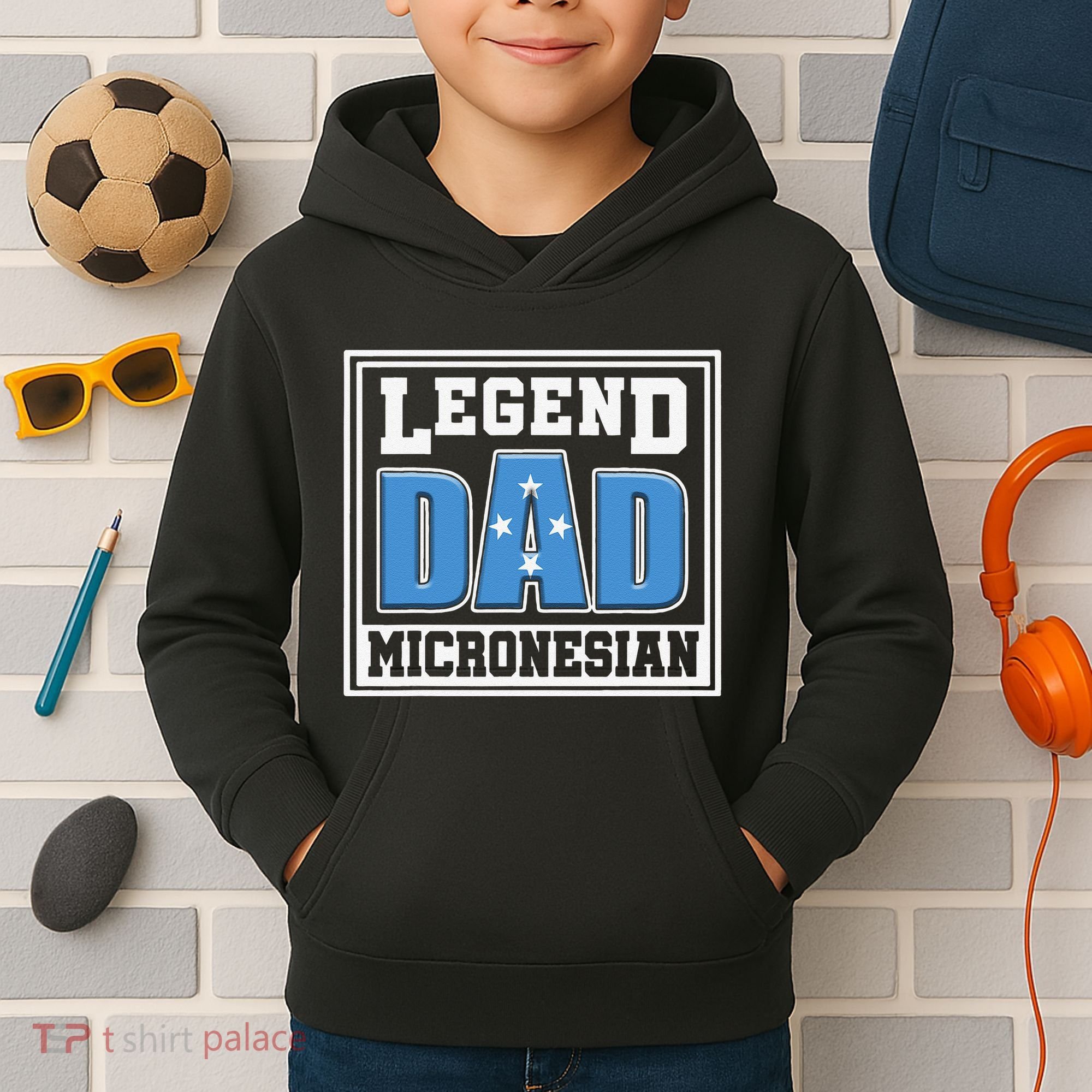 Legend Dad Micronesian Micronesia Flag Gift Father Day Kids Hoodie