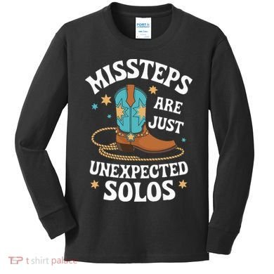 Line Dancing Missteps Are Just Unexpected Solos Line Dancer Kids Long Sleeve Shirt