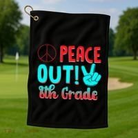 Last Day Of School Peace Out! 8th Grade Golf Towel thumb 1