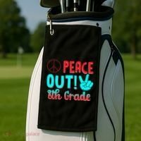 Last Day Of School Peace Out! 8th Grade Golf Towel thumb 2